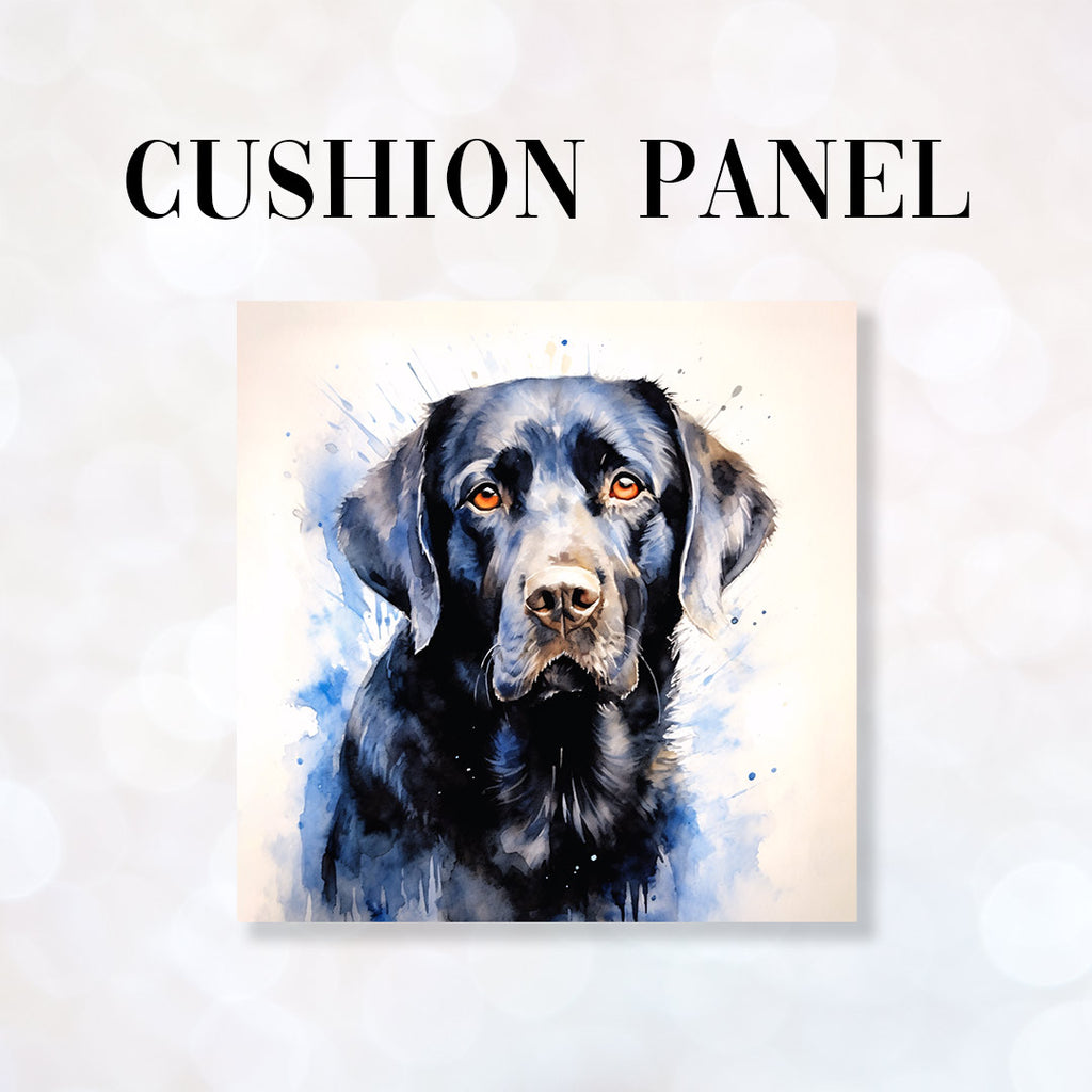 👉 PRINT ON DEMAND 👈 CUSHION Fabric Panel Watercolour Black Labrador CP-3
