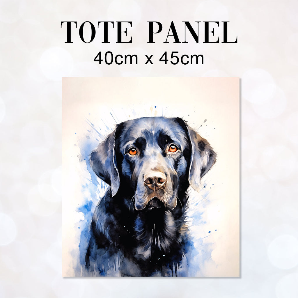 👉 PRINT ON DEMAND 👈 TOTE Watercolour Black Labrador TP-3 Fabric Bag Panel