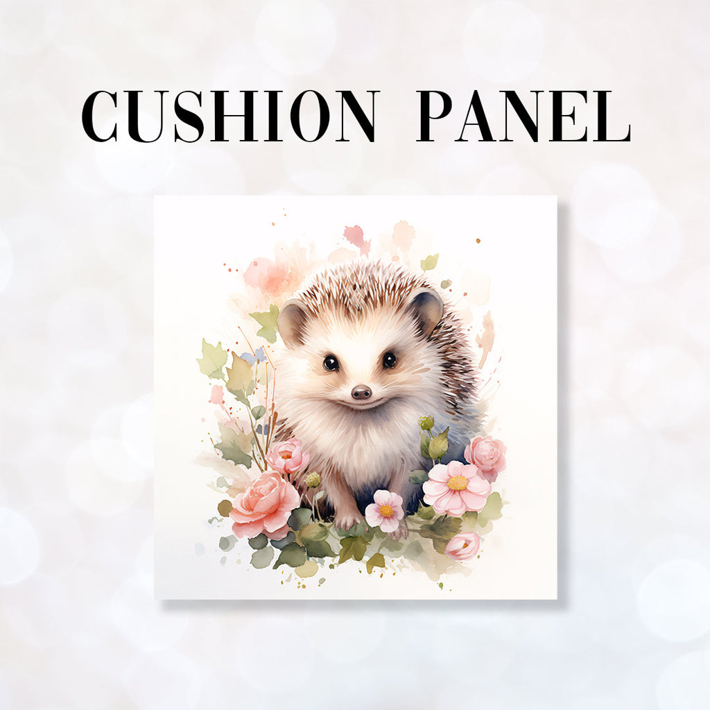 👉 PRINT ON DEMAND 👈 CUSHION Fabric Panel Cute Watercolour Hedgehog CP-46