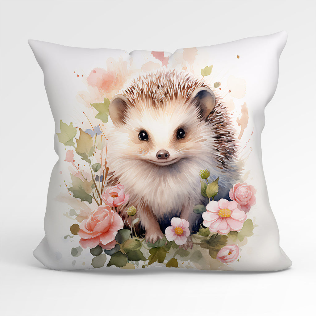 👉 PRINT ON DEMAND 👈 CUSHION Fabric Panel Cute Watercolour Hedgehog CP-46