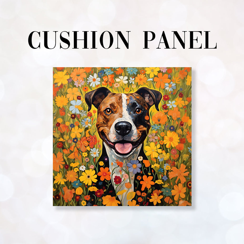 👉 PRINT ON DEMAND 👈 CUSHION Fabric Panel Bright Floral Staffie CP-51
