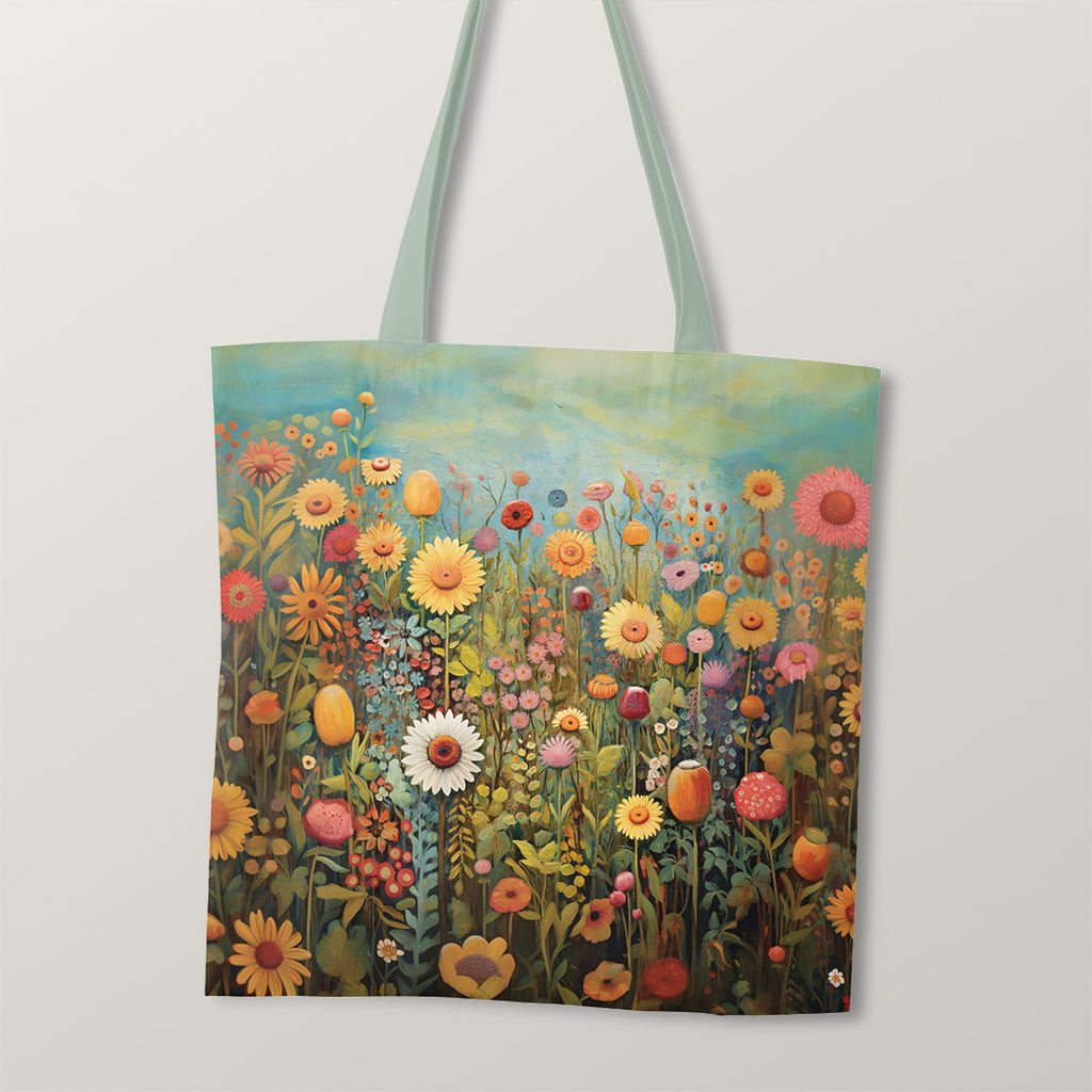 👉 PRINT ON DEMAND 👈 TOTE Autumn Flower Field TP-55 Fabric Bag Panel