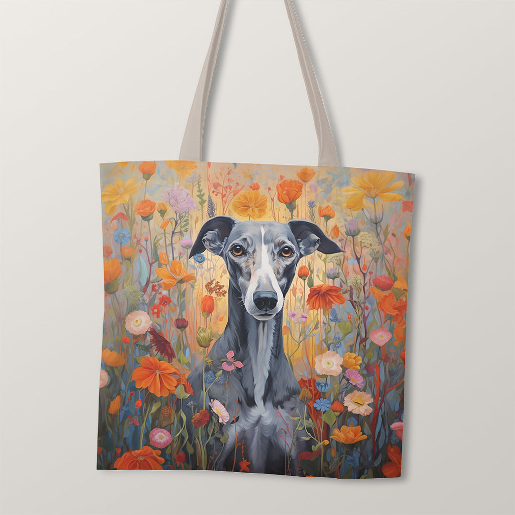 👉 PRINT ON DEMAND 👈 TOTE Autumn Floral Greyhound TP-58 Fabric Bag Panel