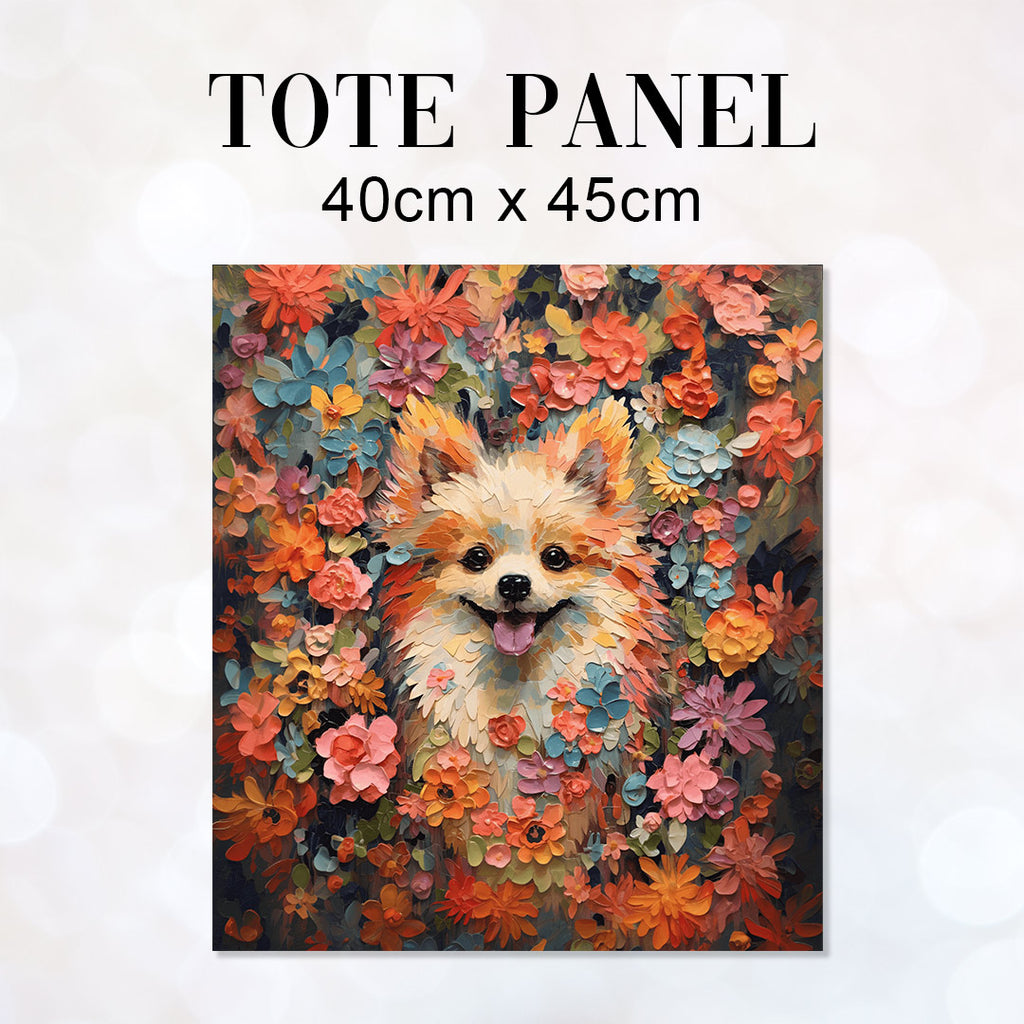 👉 PRINT ON DEMAND 👈 TOTE Floral Pomeranian TP-75 Fabric Bag Panel