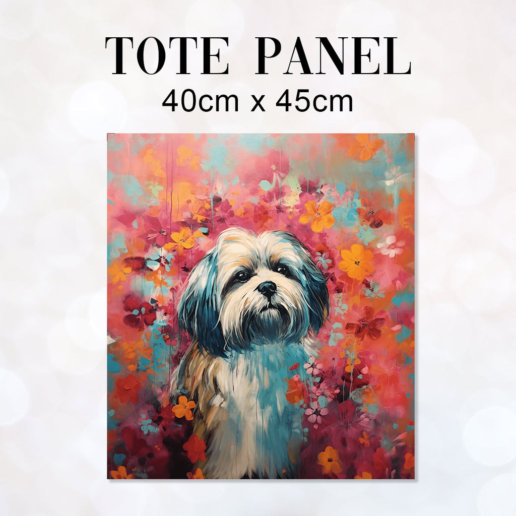 👉 PRINT ON DEMAND 👈 TOTE Floral Lhasa Apso TP-76 Fabric Bag Panel