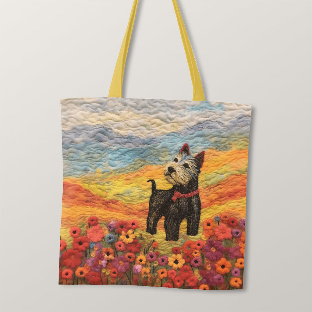👉 PRINT ON DEMAND 👈 TOTE Felted Scottie Dog TP-83 Fabric Bag Panel