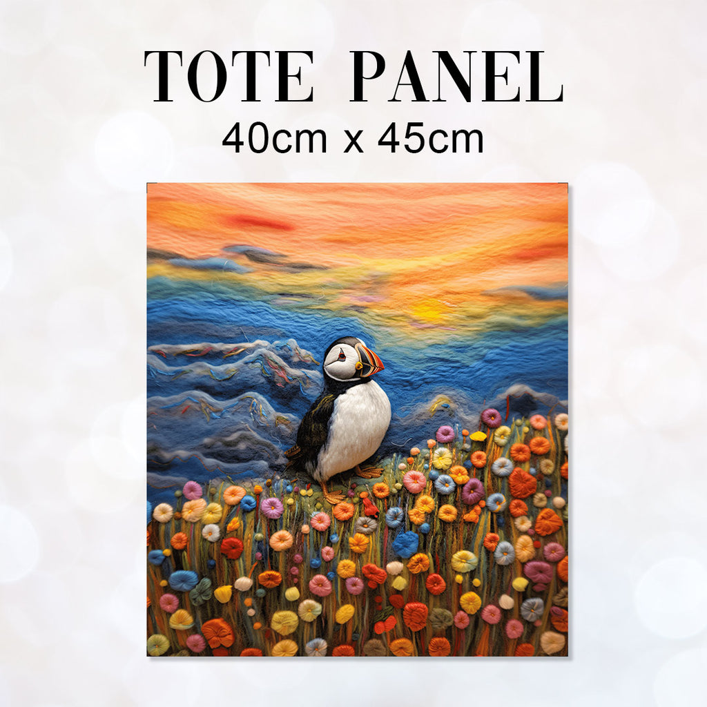 👉 PRINT ON DEMAND 👈 TOTE Felted Puffin TP-85 Fabric Bag Panel