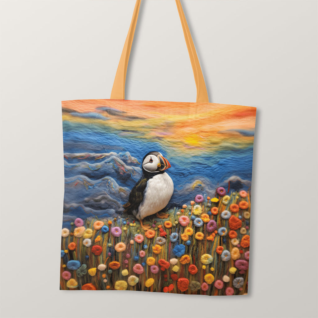 👉 PRINT ON DEMAND 👈 TOTE Felted Puffin TP-85 Fabric Bag Panel