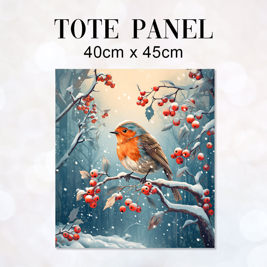 👉 PRINT ON DEMAND 👈 TOTE Winter Robin TP-93 Fabric Bag Panel