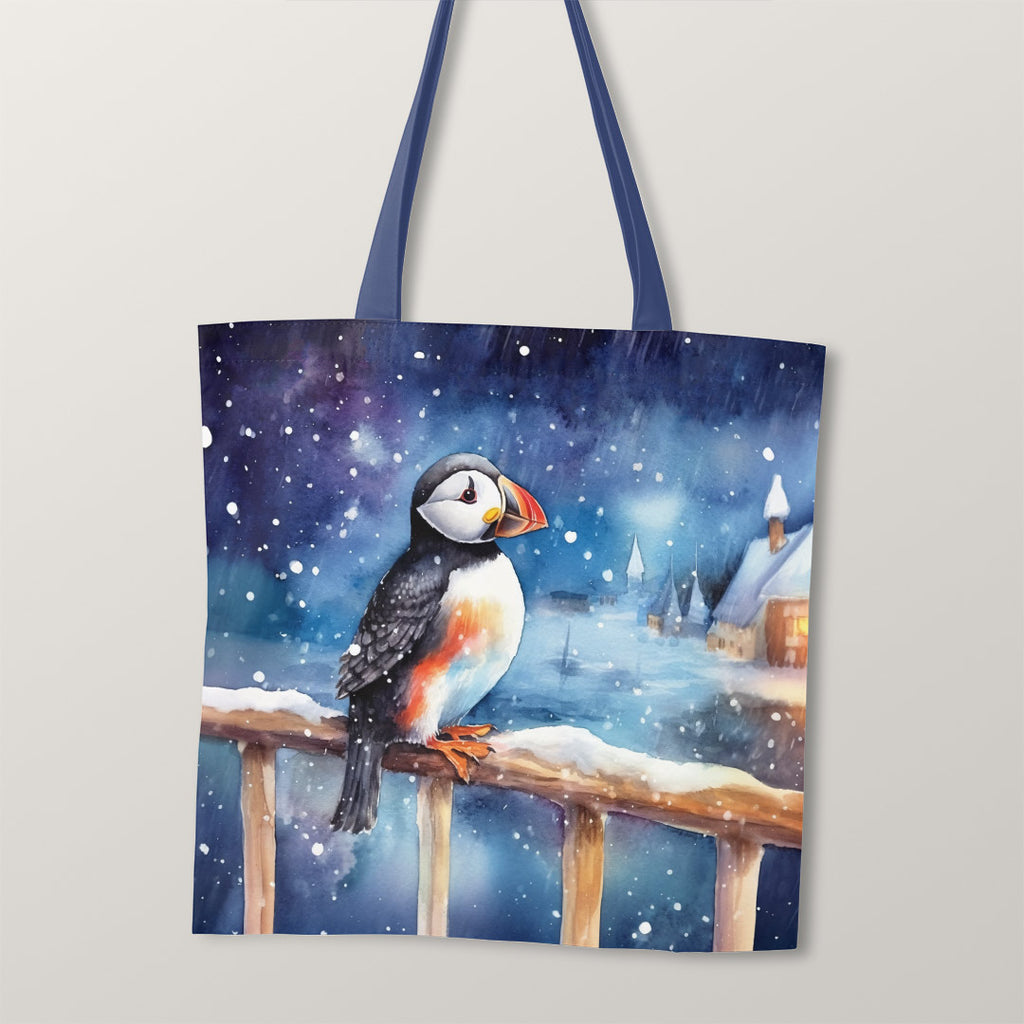 👉 PRINT ON DEMAND 👈 TOTE Winter Puffin TP-94 Fabric Bag Panel
