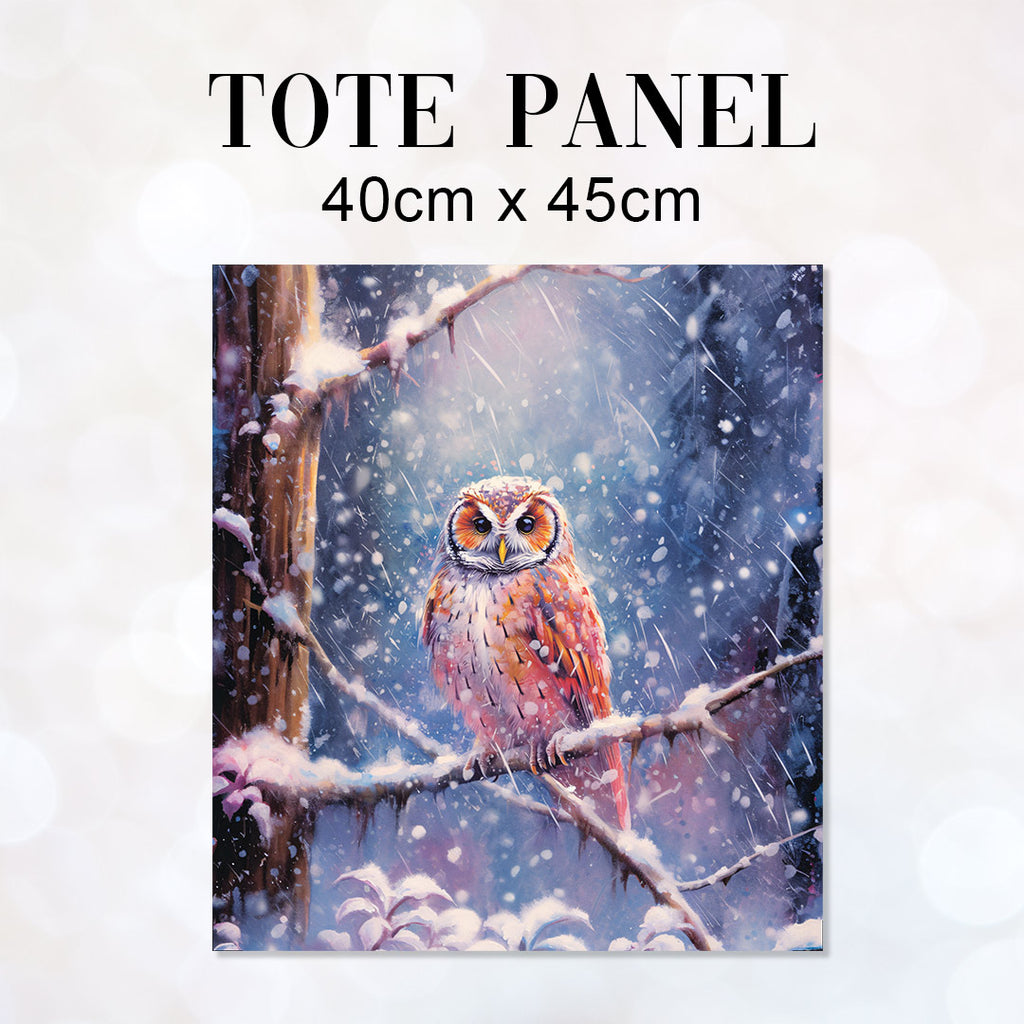 👉 PRINT ON DEMAND 👈 TOTE Winter Owl TP-95 Fabric Bag Panel