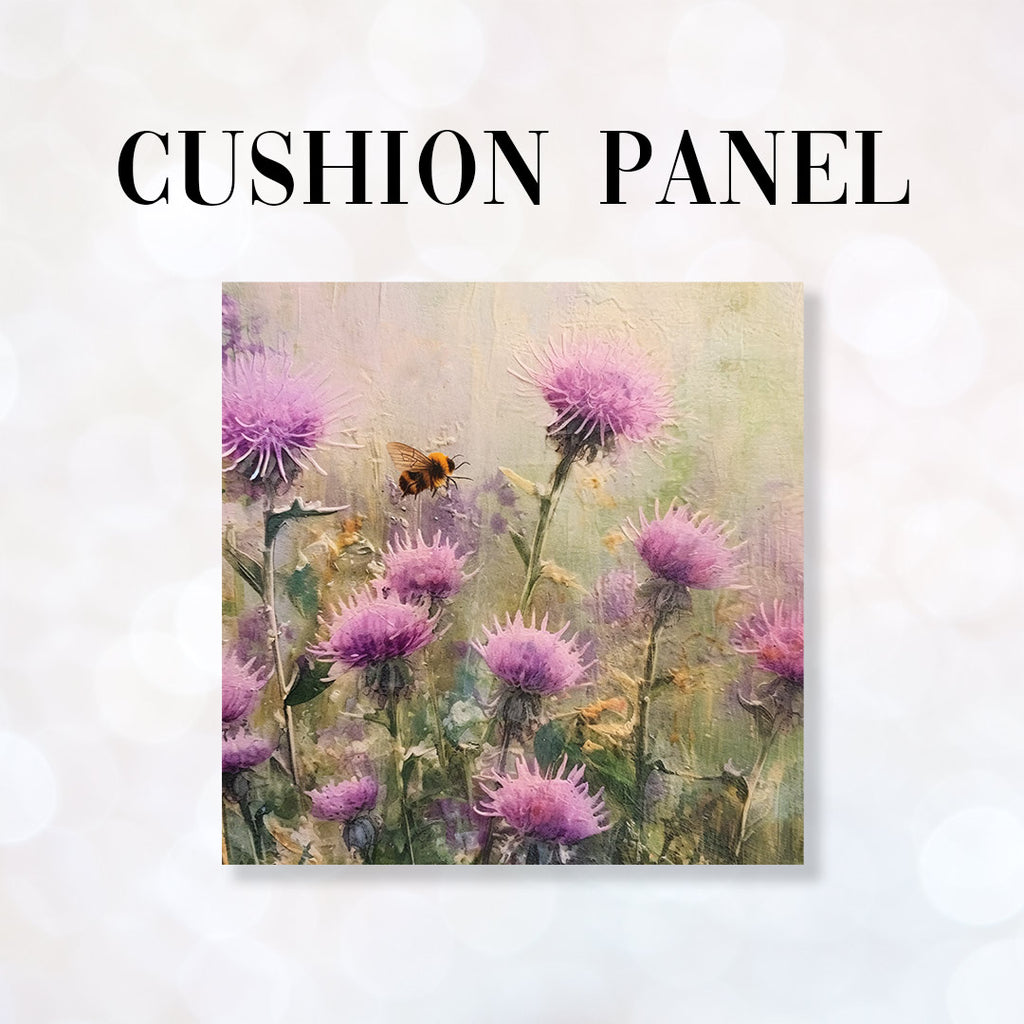 👉 PRINT ON DEMAND 👈 CUSHION Fabric Panel Thistles and Bee