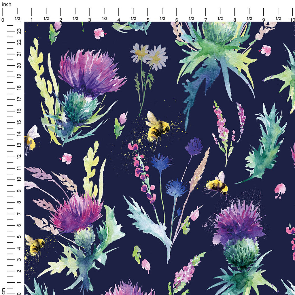 👉 PRINT ON DEMAND 👈 Thistle and Bee Navy Various Fabric Bases