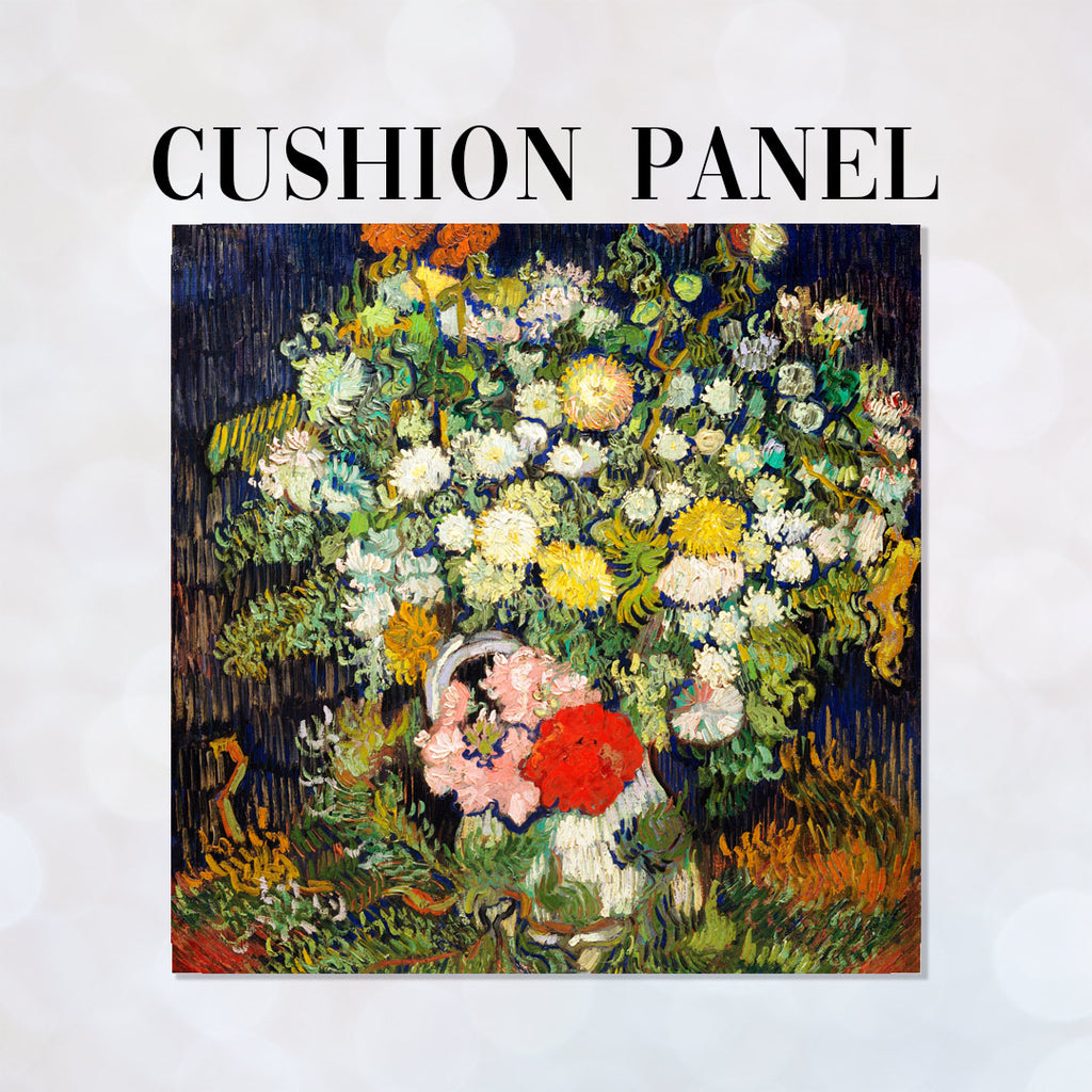 👉 PRINT ON DEMAND 👈 CUSHION Fabric Panel Van Gogh Bouquete Flowers in a Vase