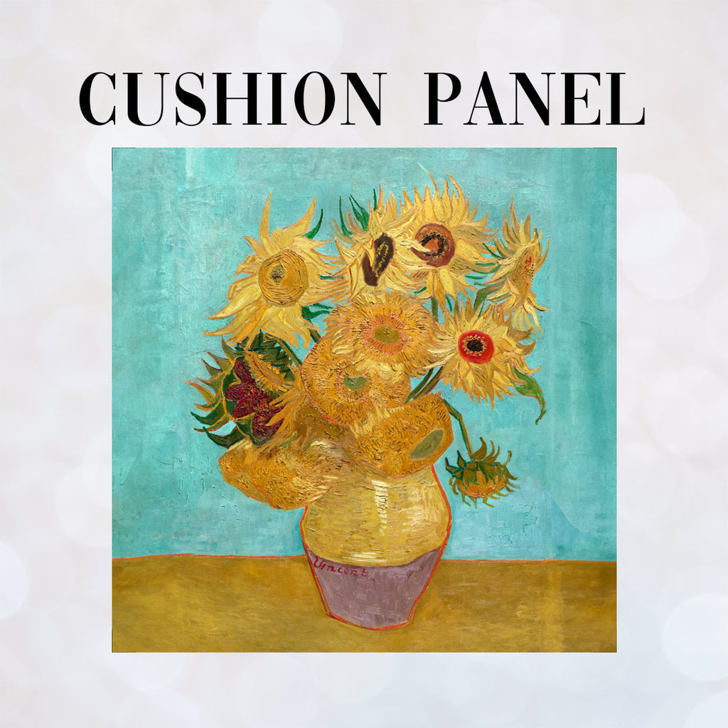 👉 PRINT ON DEMAND 👈 CUSHION Fabric Panel Van Gogh Vase with 12 Sunflowers