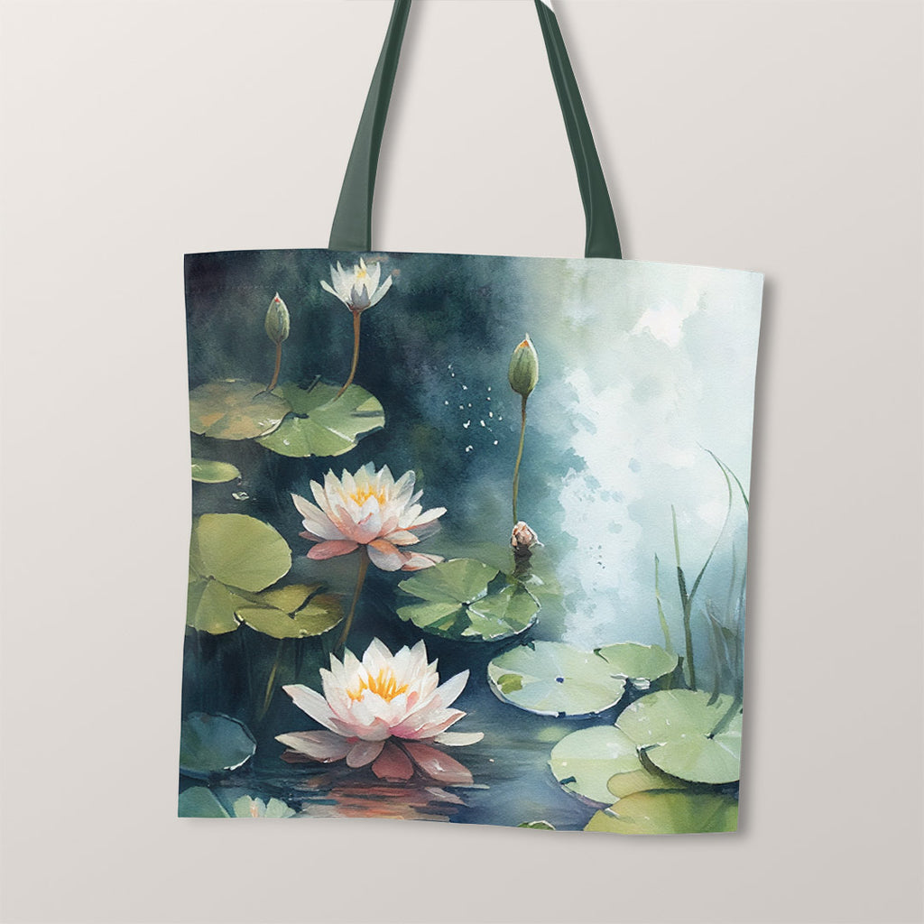 👉 PRINT ON DEMAND 👈 TOTE Water Lillies fabric Bag Panel
