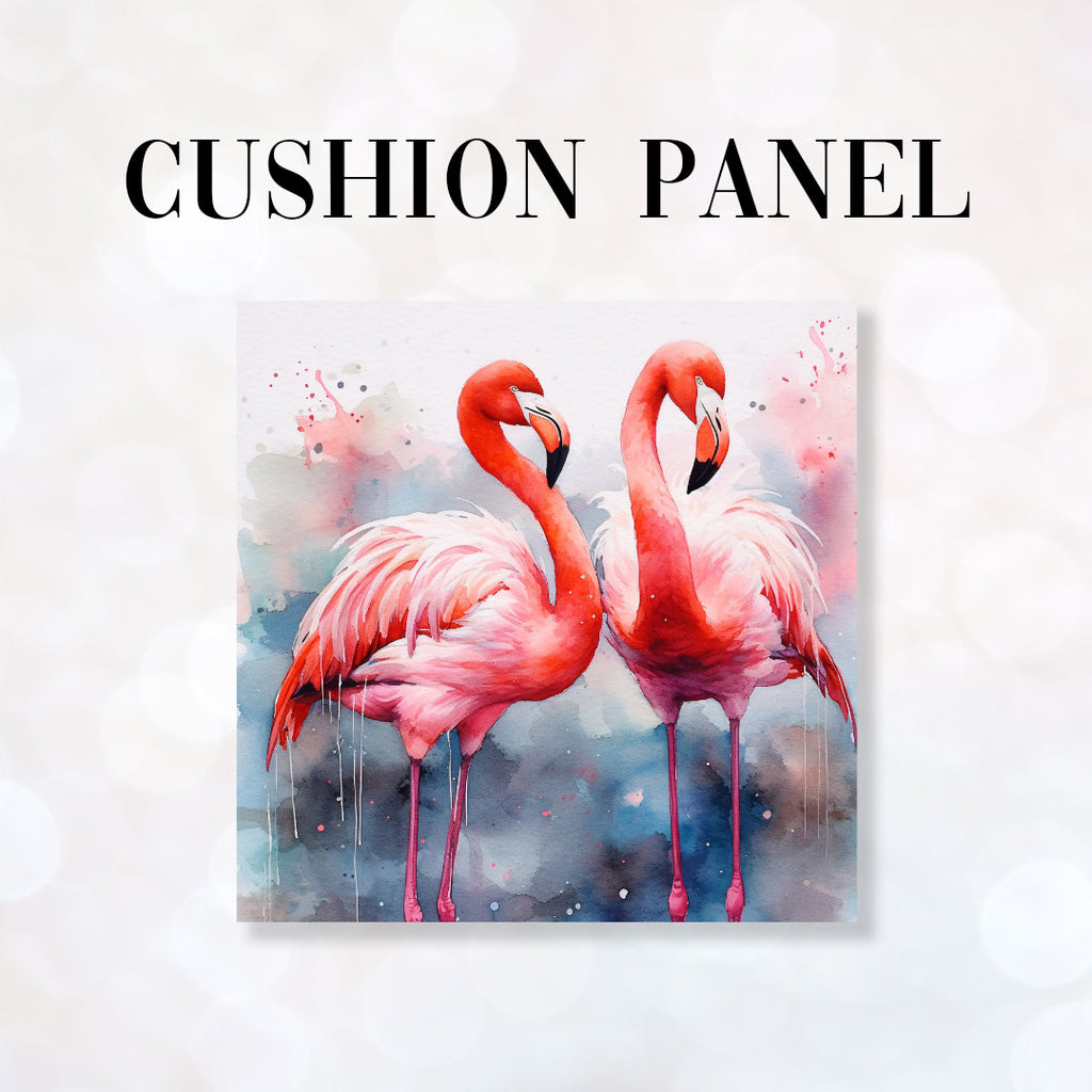 👉 PRINT ON DEMAND 👈 CUSHION Fabric Panel Watercolour Flamingos