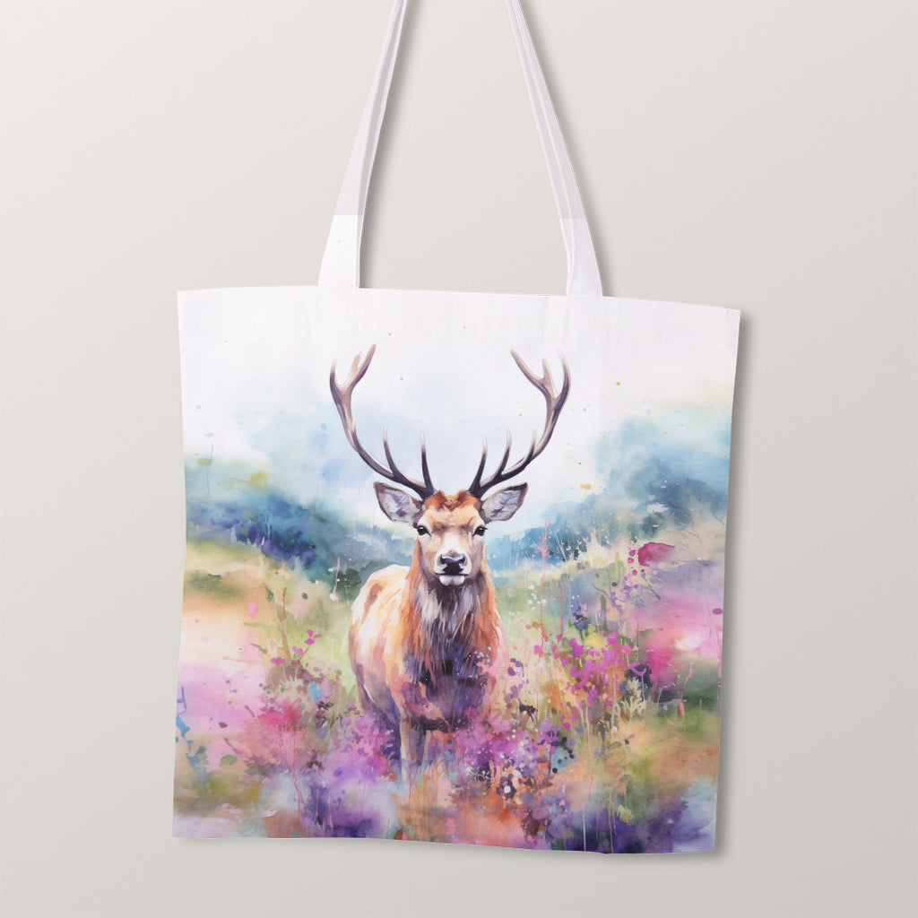 👉 PRINT ON DEMAND 👈 TOTE Watercolour Stag Fabric Bag Panel