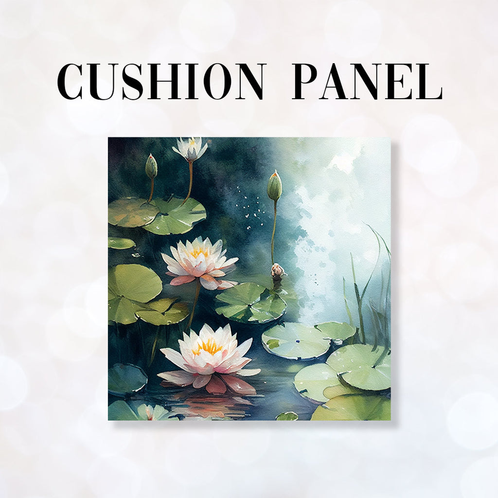 👉 PRINT ON DEMAND 👈 CUSHION Fabric Panel Waterlillies