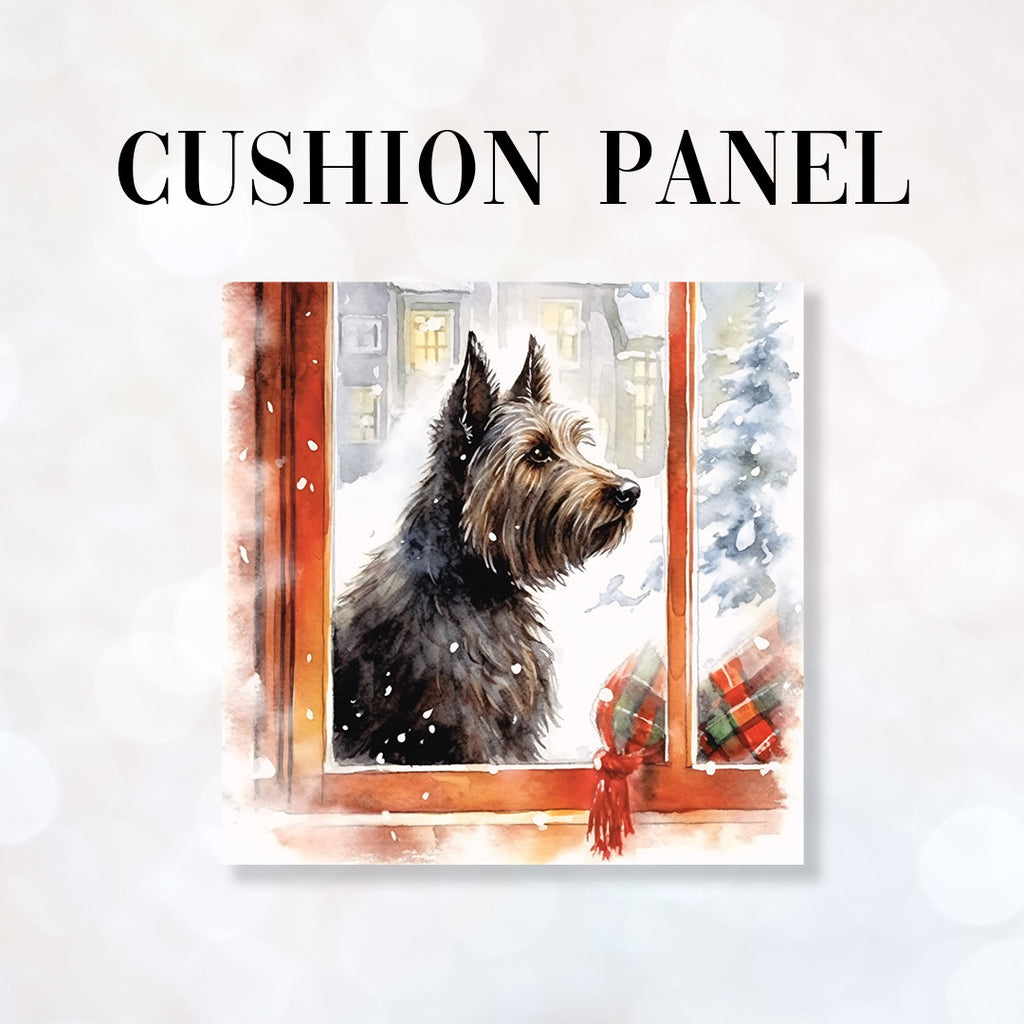 👉 PRINT ON DEMAND 👈 CUSHION Fabric Panel Winter Scottish Terrier