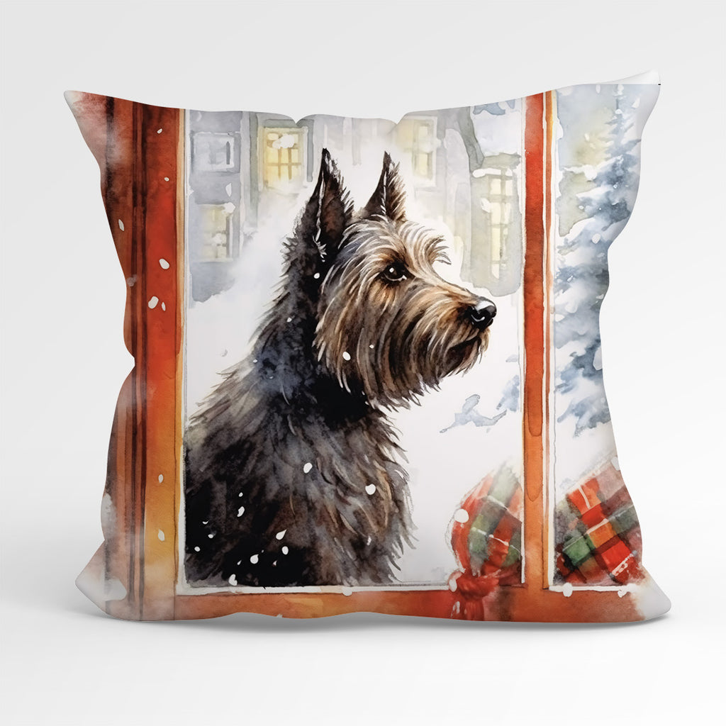 👉 PRINT ON DEMAND 👈 CUSHION Fabric Panel Winter Scottish Terrier
