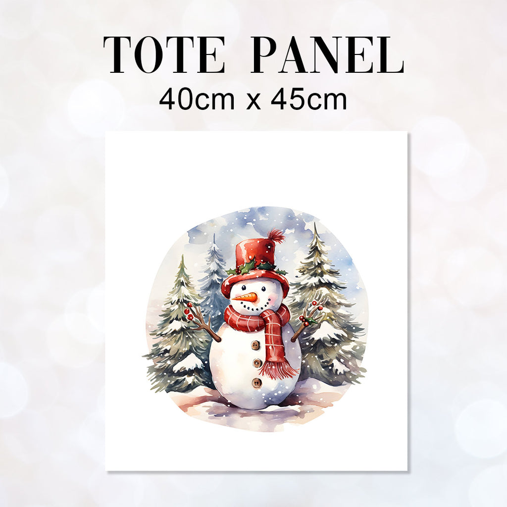 👉 PRINT ON DEMAND 👈 TOTE Winter Snowman Fabric Bag Panel