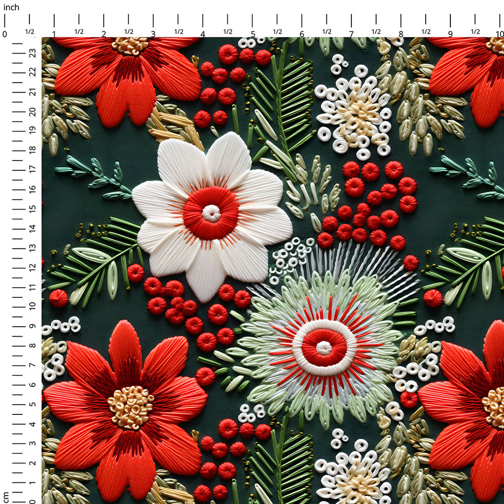 👉 PRINT ON DEMAND 👈 Yuletide Bouquet Embroidery Various Fabric Bases