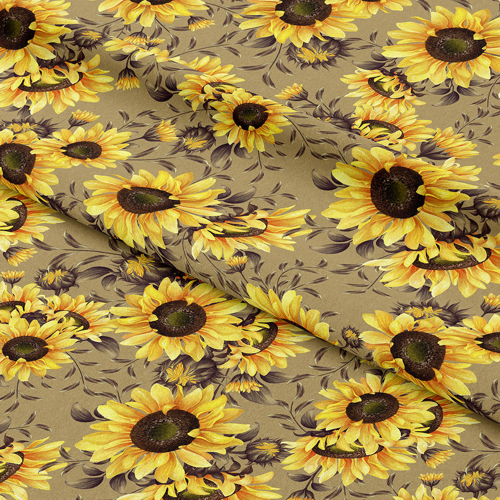 👉 PRINT ON DEMAND 👈 Sunflowers Beige Various Fabric Bases