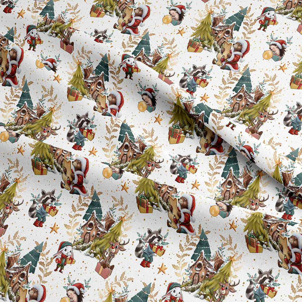 👉 PRINT ON DEMAND 👈 Christmas Woodland Various Fabric Bases