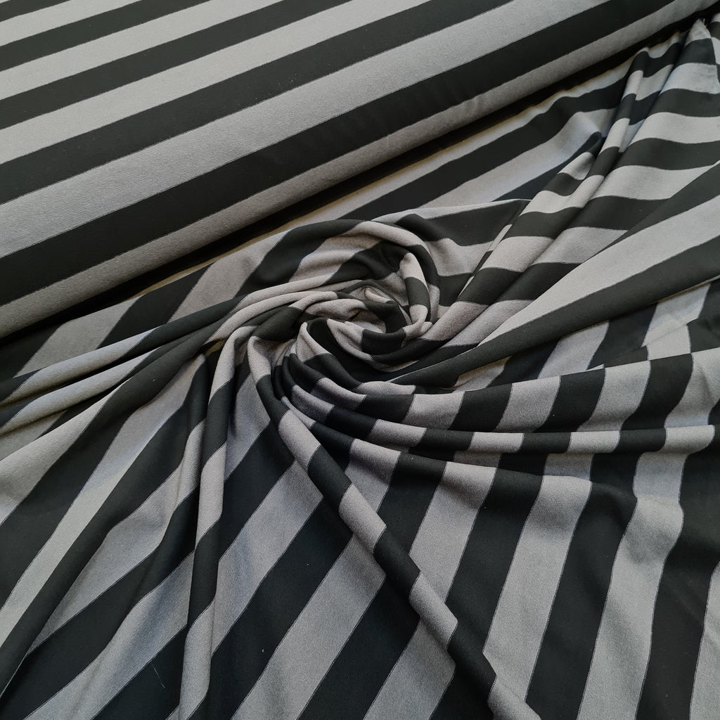 Grey and Black Stripes Viscose Jersey, priced by half metre