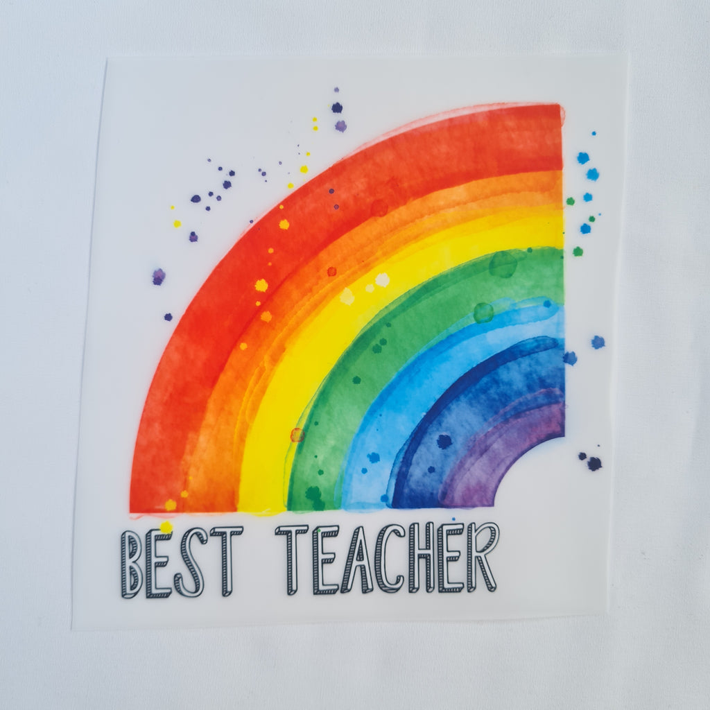 Best Teacher Rainbow Iron on fabric heat transfer DTF-9