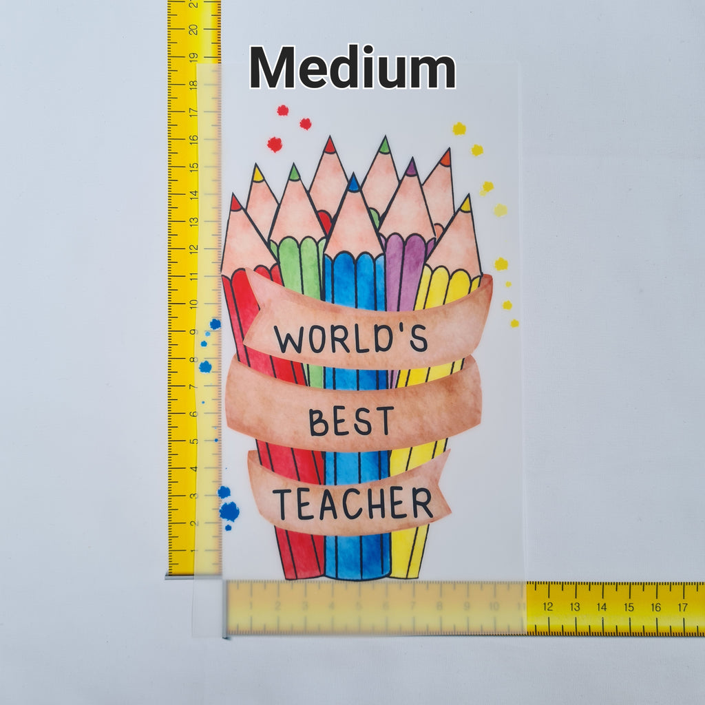 World's Best Teacher Crayons Iron on fabric heat transfer DTF-11