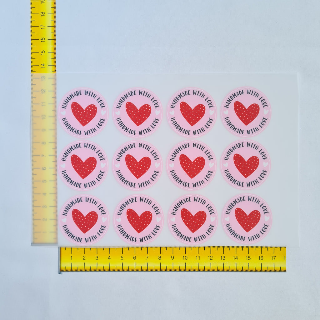 Handmade with Love Heart Iron on fabric heat transfer DTF-14
