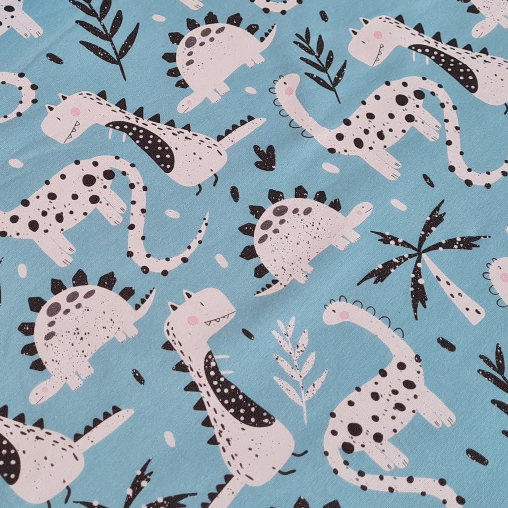 👉 PRINT ON DEMAND 👈 Dotty Dinos Blue Various Fabric Bases