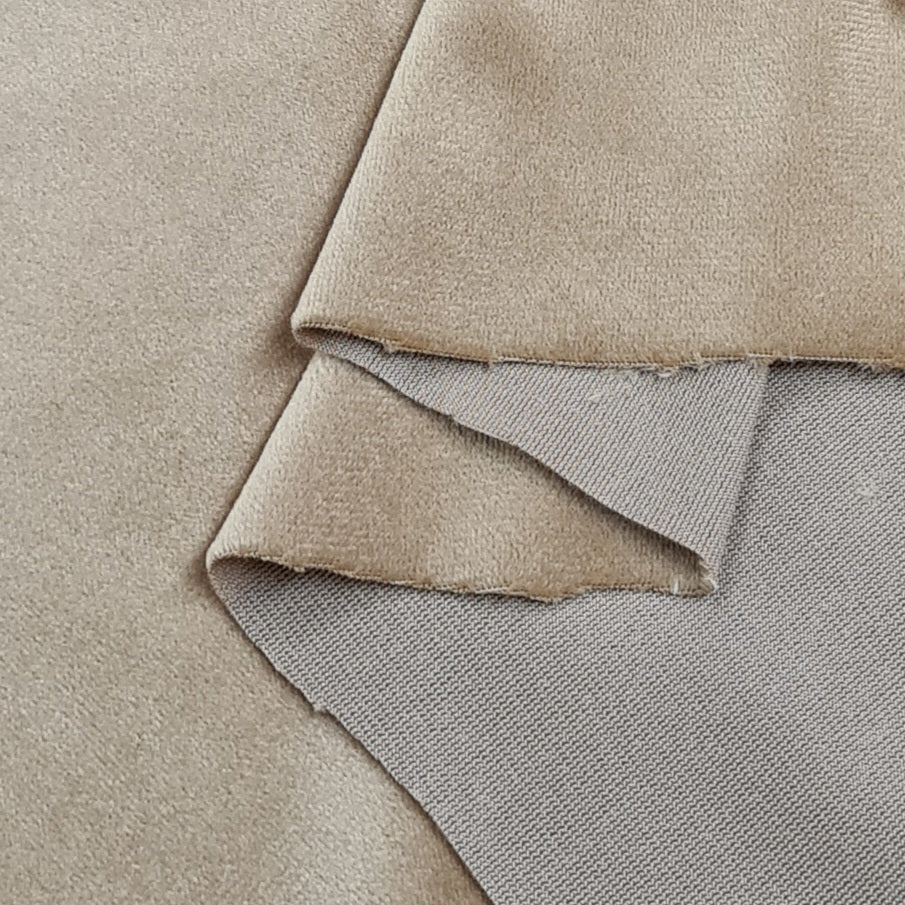 Beige Stretch Velour Fabric, priced by half metre