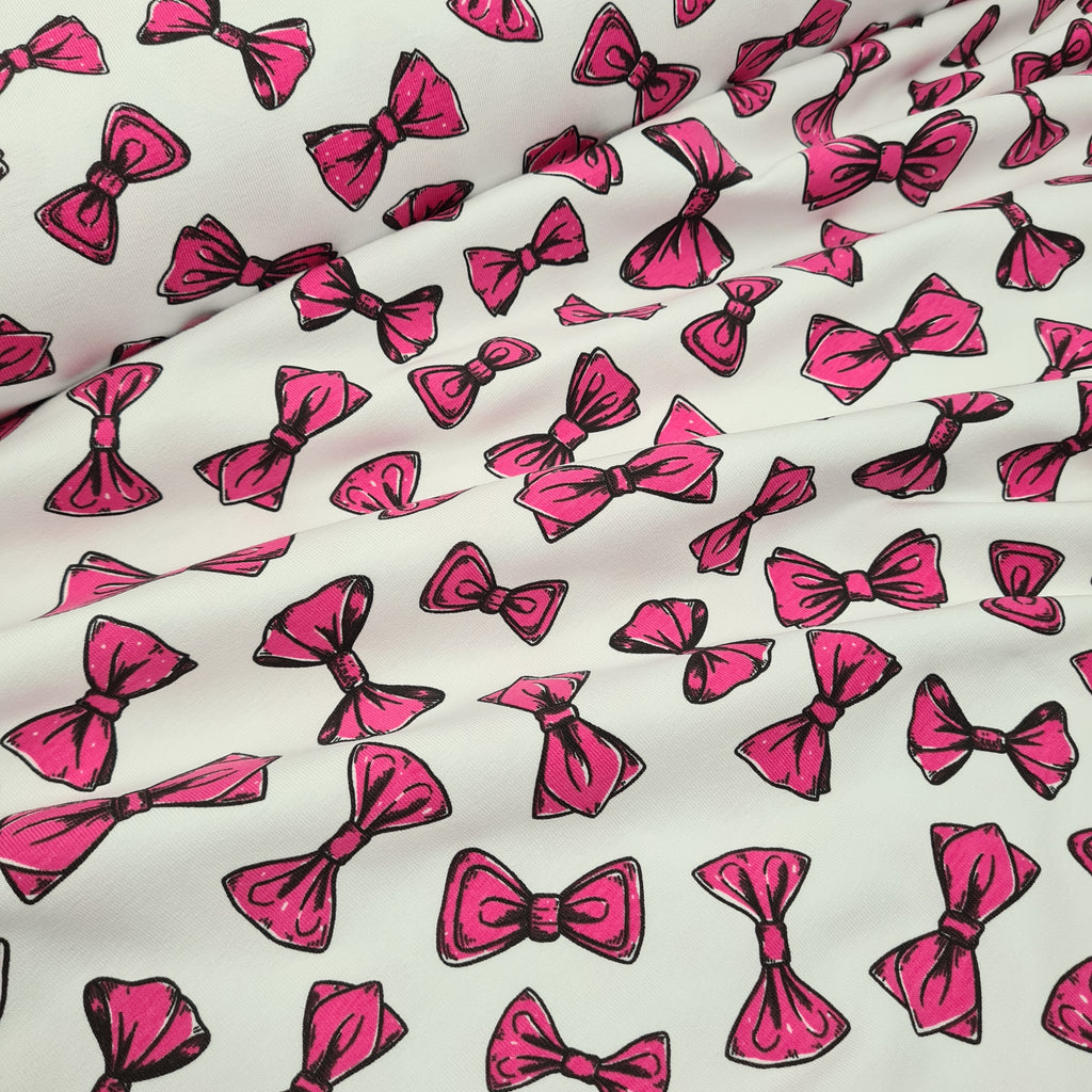 Pink Bows Jersey, priced by half metre
