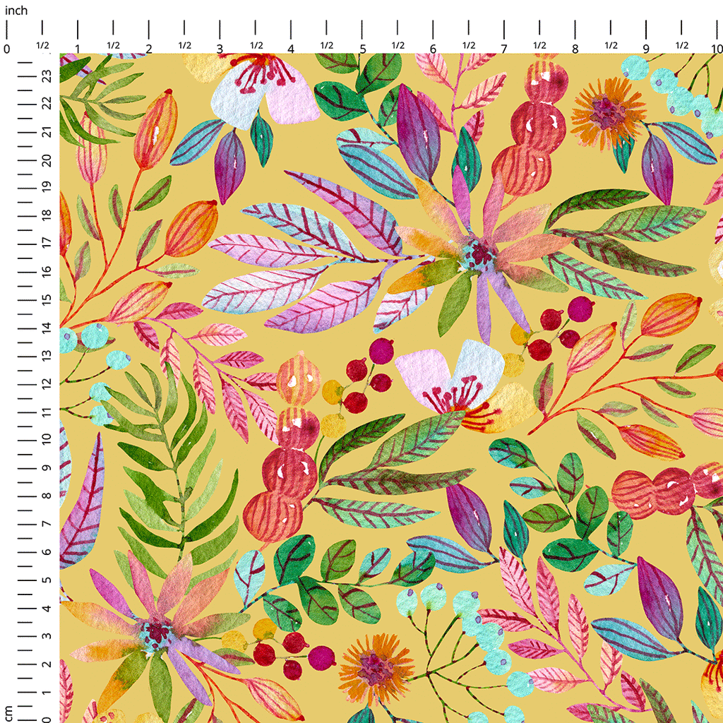 👉 PRINT ON DEMAND 👈 Autumn Floral Yellow Various Fabric Bases