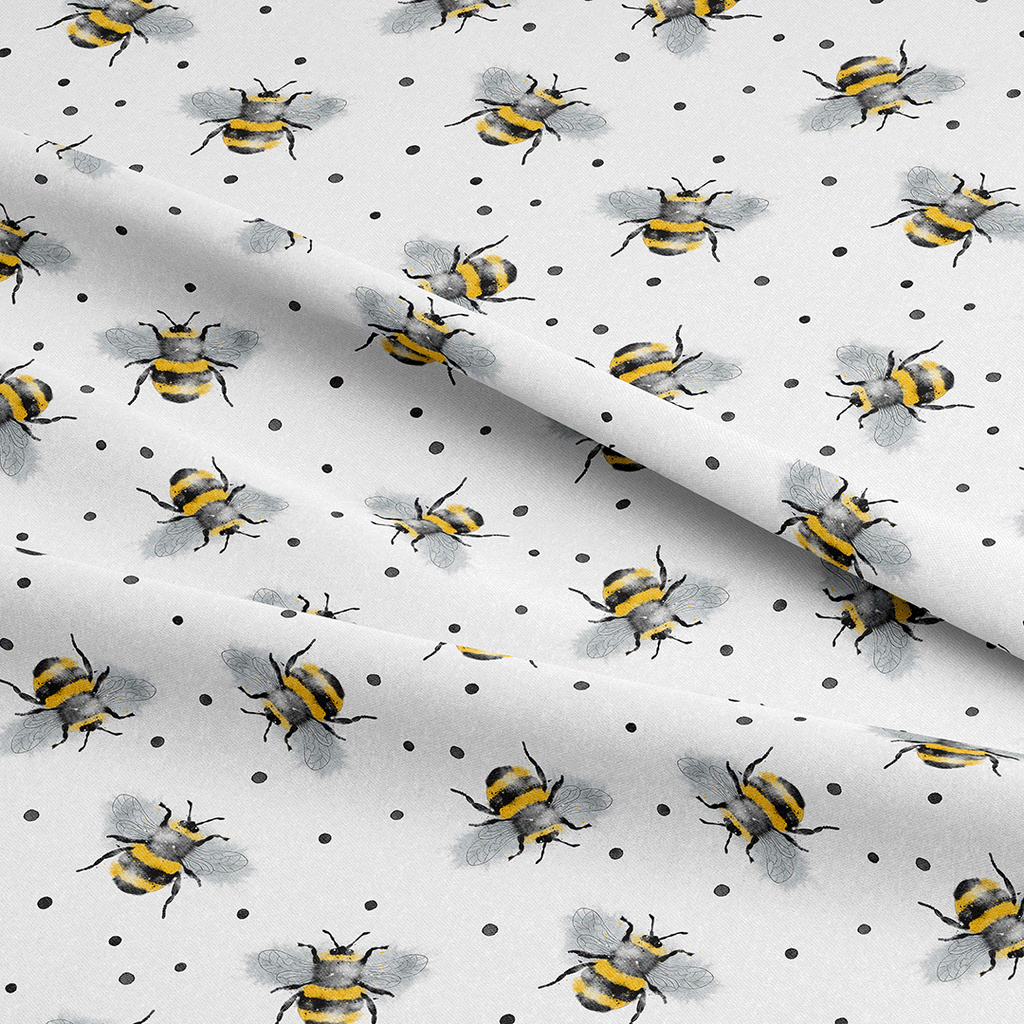 👉 PRINT ON DEMAND 👈 Spotty Bees Various Fabric Bases