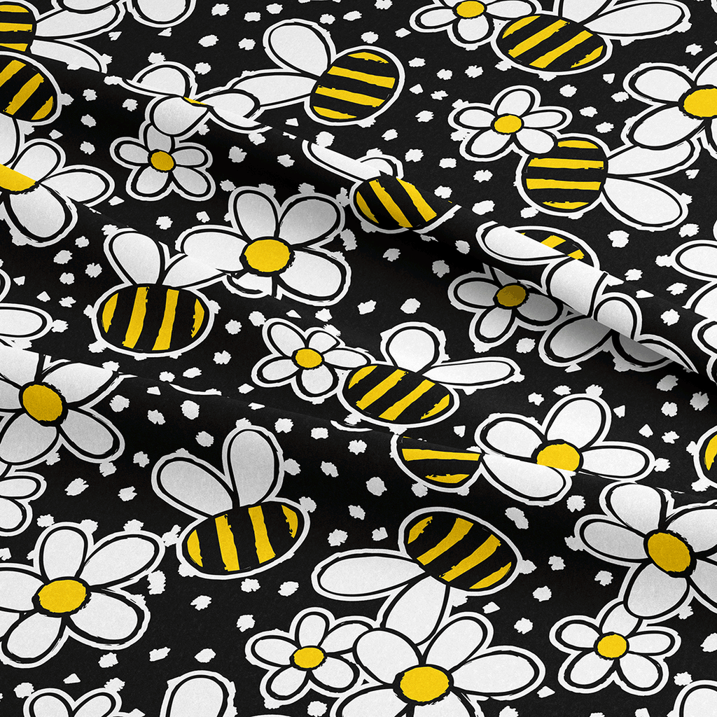 👉 PRINT ON DEMAND 👈 Daisy Bumble Bees Various Fabric Bases