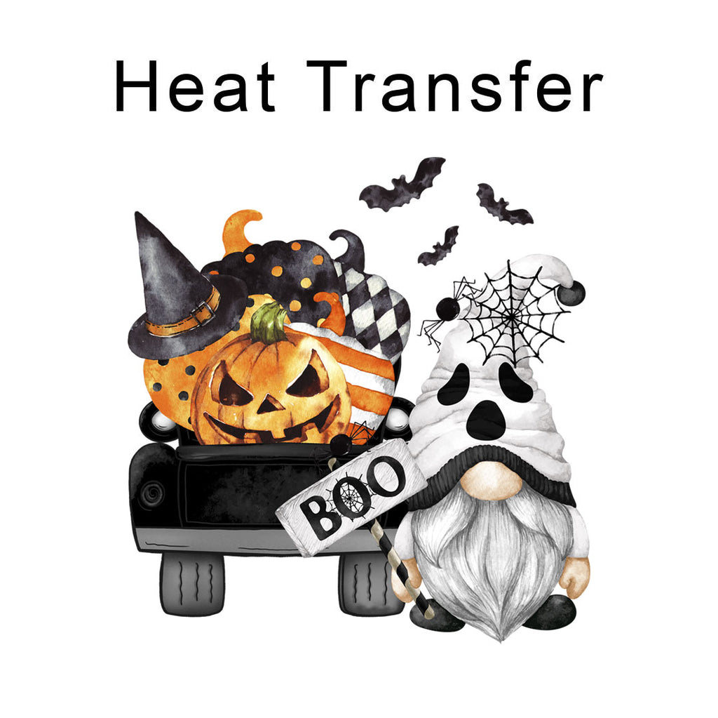 Boo! Ghost Gnome Halloween Iron on fabric heat transfer DTF-34