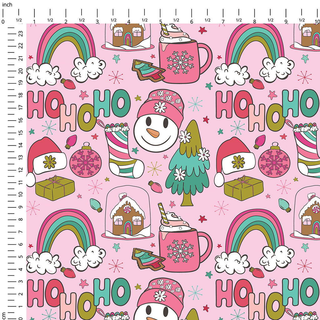 👉 PRINT ON DEMAND 👈 Groovy Pink Christmas Various Fabric Bases