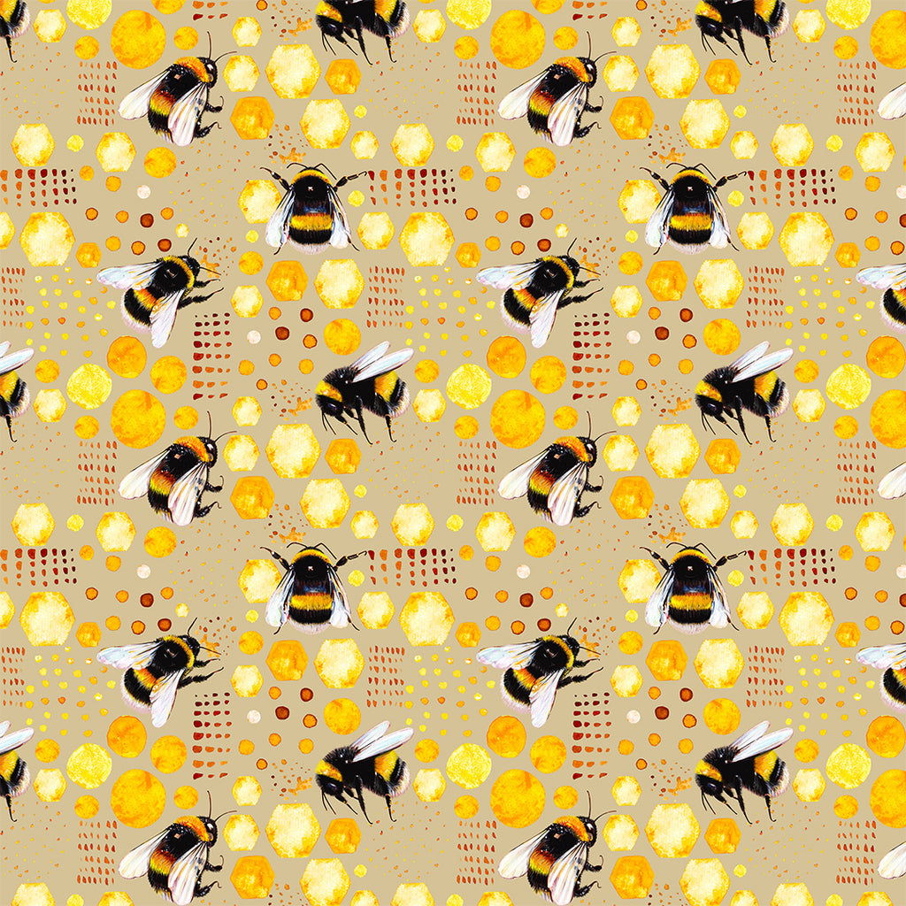 👉 PRINT ON DEMAND 👈 Bumble Bees Various Fabric Bases