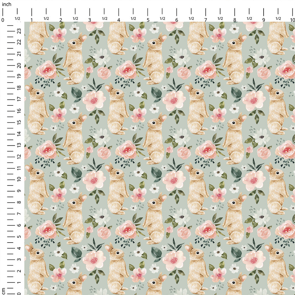 👉 PRINT ON DEMAND 👈 Spring Bunny Blue Various Fabric Bases