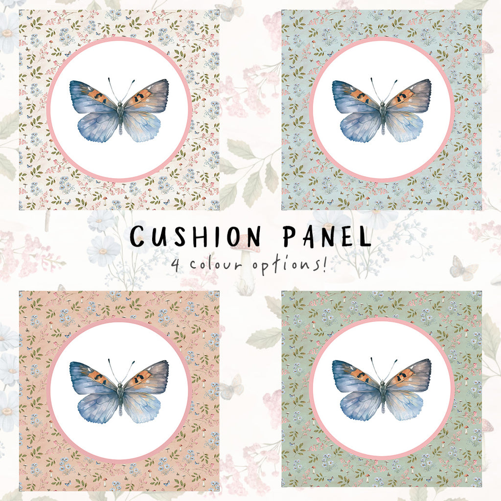 👉 PRINT ON DEMAND 👈 Woodland Butterfly Cushion Panel Various Fabric Bases BCP