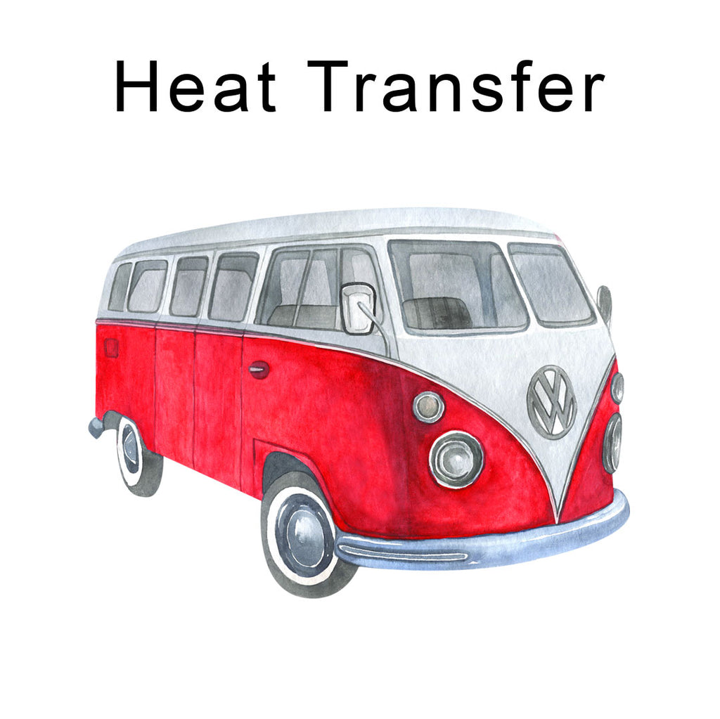Red Campervan Iron on fabric heat transfer DTF-16