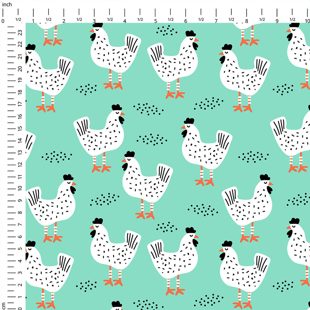 👉 PRINT ON DEMAND 👈 Chickens Mint Various Fabric Bases