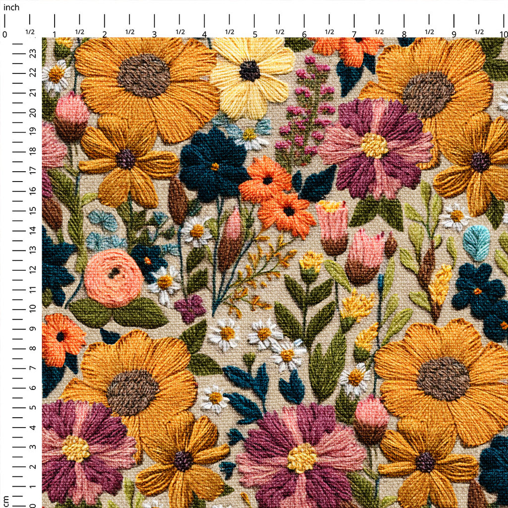 👉 PRINT ON DEMAND 👈 Chloe Floral Embroidery Various Fabric Bases