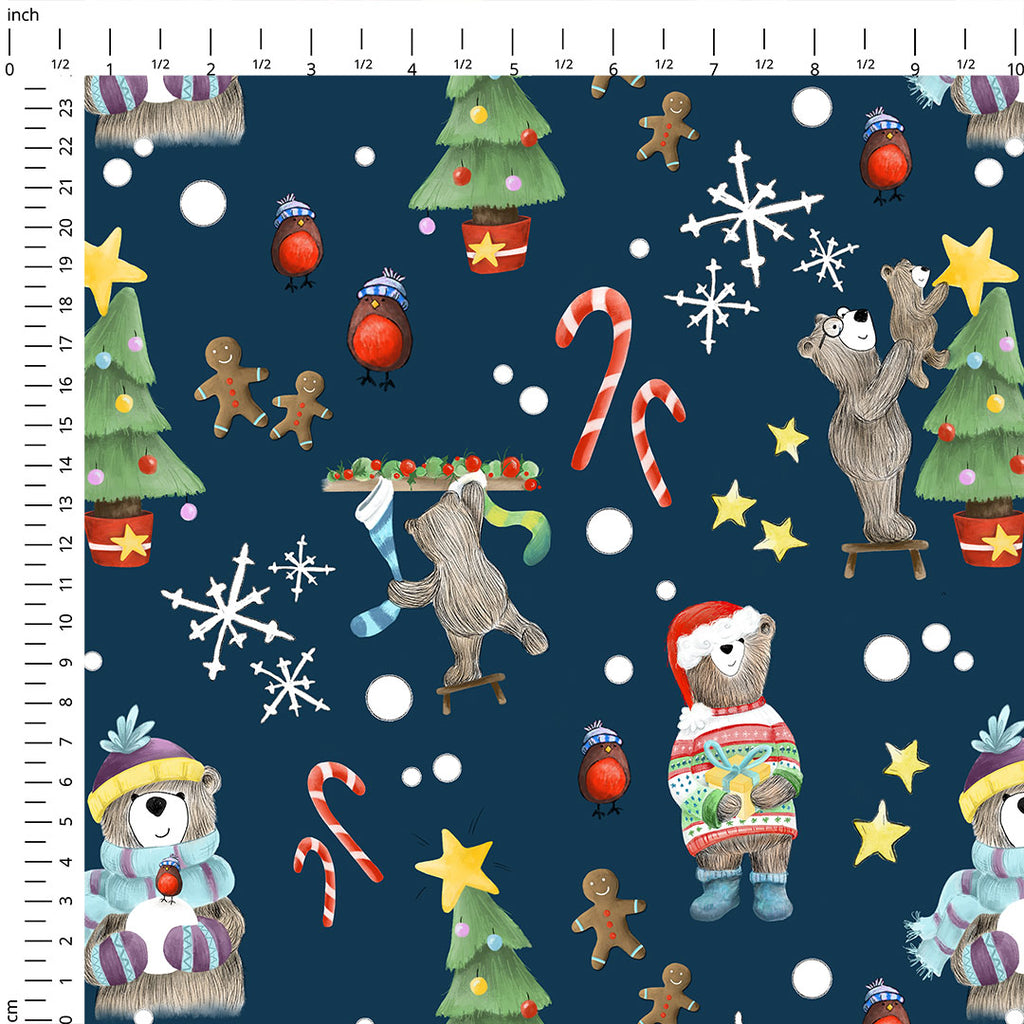 👉 PRINT ON DEMAND 👈 Christmas Bears Various Fabric Bases
