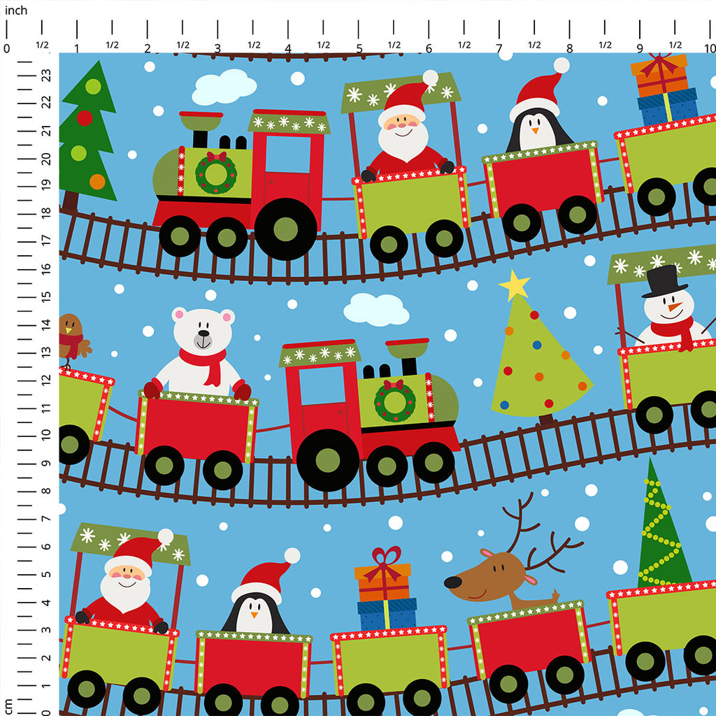 👉 PRINT ON DEMAND 👈 Christmas Train Various Fabric Bases
