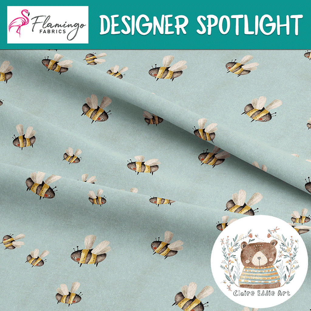 👉 PRINT ON DEMAND 👈 Cute Bees Various Fabric Bases